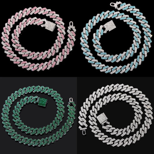 Iced Out Crystal Prong Cuban Chain Necklace
